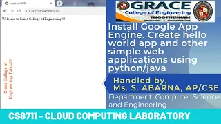 GRACE COE-CSE-CS8711-Cloud Computing Laboratory-Ex3-Install Google App Engine Create hello world app