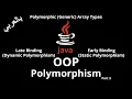 JAVA - Polymorphism Late binding Dynamic Polymorphism Early binding Static Polymorphism