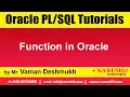 Oracle Tutorials Function in Oracle by Mr Vaman Deshmukh