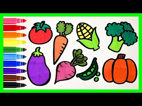 Download MP3 How To Draw Vegetables 🍅 Vegetables Names for Kids 🥕 Learn Vegetable Names in English 🎃Vocabulary🍆🌽🥦