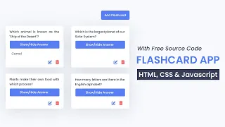 Flashcard App With Javascript Step By Step Javascript Project