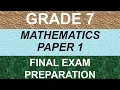 2025 GRADE 7 MATHEMATICS PAPER 1 FINAL EXAM TERM 4 EXAM MEMO REVISION MATHS PRACTICE PREPARATION