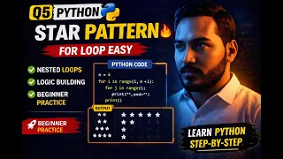 Python Star Pattern For Loop Pattern Printing Beginner Step-by-Step