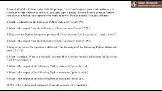 Python Assignment Help in Homework