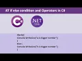 if else condition and Operators in C C-Sharp Tutorial Net Core Framework