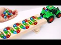 Download Lagu Marble Run Race ☆ HABA Slope \u0026Retro Makita Truck, Excavator, Garbage Truck, Dump Truck,Ambulances#70