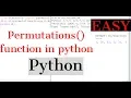 Python tutorial Permutations function in Python