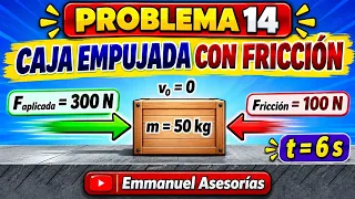 đŠ Fuerza Neta y FricciĂłn | Caja Empujada con la Segunda Ley de Newton,
