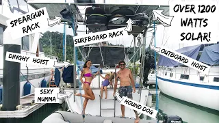 Making our SAILBOAT ready for EXTENSIVE OFF GRID LIVNG! | Ultimate Solar Davits build… Ep 326