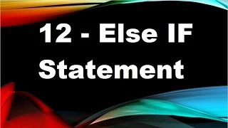 java tutorials urdu NFN 12 else if statements