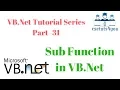VB Net Tutorial Series Part 31 Sub Function