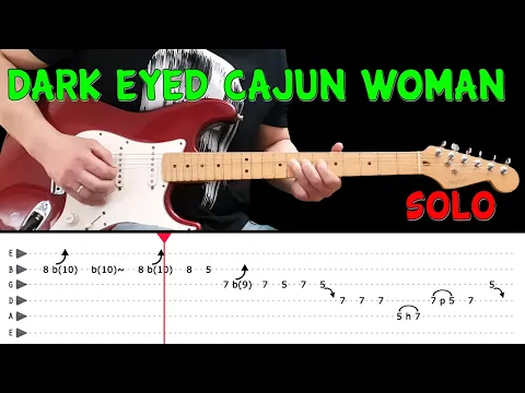 Download MP3 DARK EYED CAJUN WOMAN - Guitar solo lesson with tabs (fast \u0026 slow) - The Doobie Brothers