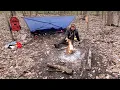 Bushcraft Camp with a HOME DEPOT TARP lean-to setup