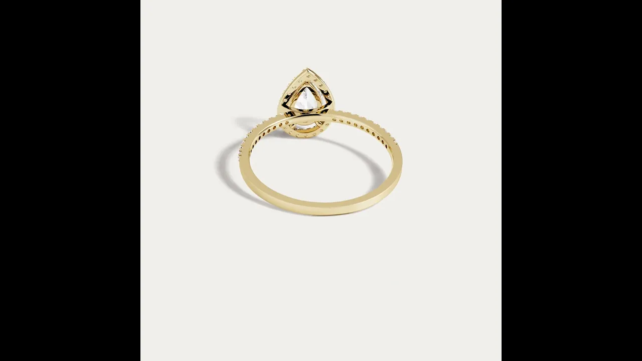 0.5CT Lab Grown Diamond Pear Cut Halo Engagement Ring In 14K Solid Gold/Platinum