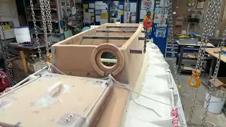 Five broken hockey sticks as grab rails.