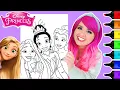 Coloring Disney Princesses Rapunzel Tiana Belle Coloring Page Ohuhu Art Markers