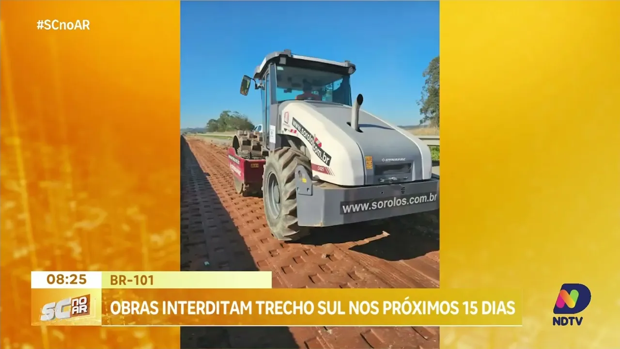 Obras no trecho sul da BR-101 poderão ser interditadas nos próximos 15 dias