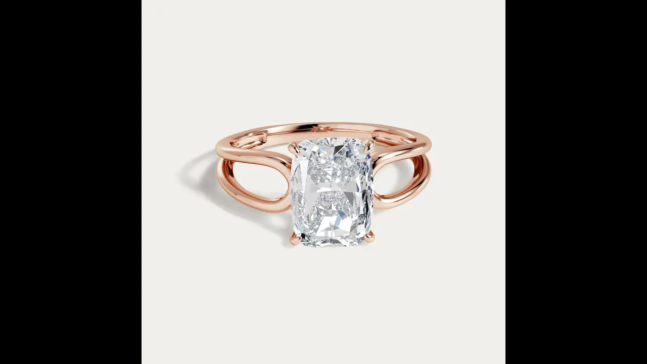 Agatha丨Elongated Cushion Lab Diamond Open Gallery Solitaire Engagement Ring
