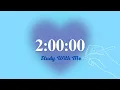 2 Hour Silent Study Timer Soft Alarm Only Blue Heart Aesthetic AD -Friendly