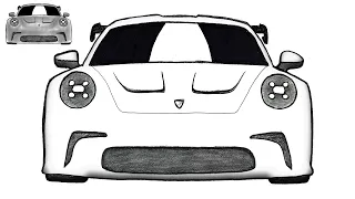 How to Draw a Porsche 911 GT3 RS 🔥 | Easy Step-by-Step Sports Car Drawing Tutorial