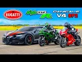 Download Lagu Bugatti Chiron SS v Kawasaki H2R v Ducati Panigale SP2: DRAG RACE