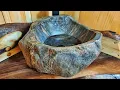 Carving a Natural Stone Sink with Angle Grinder Ep105 Outsider Cabin Build
