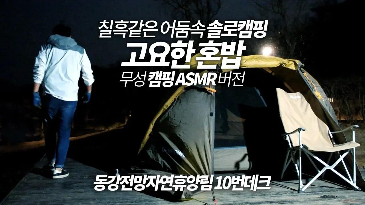 [무성버전] 칠흑같은 어둠속 솔로캠핑, 고등어 구이로 조용한 혼밥, 캠핑 ASMR (ft. 동강전망자연휴양림 10번 데크) サムネイル