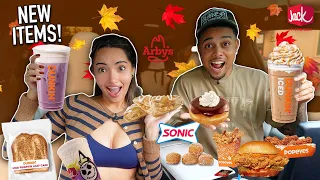 TRYING NEW FALL MENU ITEMS FROM FAST FOOD RESTAURANTS!! 🔥 *MUKBANG/REVIEW*
