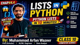 Lec-4 4 LISTS IN PYTHON CLASS 10TH COMPUTER SCIENCE Python Lists Explained Easy