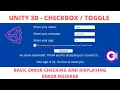 Unity Tutorials - How To Use A Check Box Toggles Display Error Messages