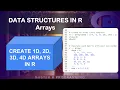Data Structures in R - ARRAYS Create 1D 2D 3D 4D Arrays