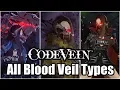 CODE VEIN - All Blood Veil Types So Far Parry Backstab Animations Showcase UPDATED