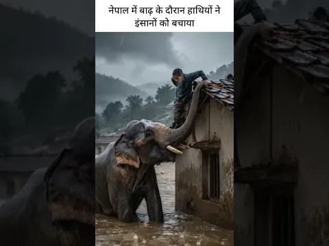 नेपाल में बाढ़ के दौरान हाथियों ने इंसानों को बचाया ❤️ #elephant #nepal