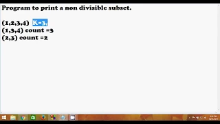 Program to print a non divisible subset