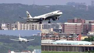 Typhoon Saudel Go-around Crosswind Landing Starlux Taipei Taoyuan airport with ATC