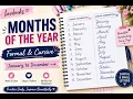 Months of the Year in Formal Cursive Handwriting January to December Handwriting Practice