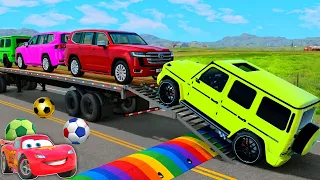 Flatbed Truck Mcqueen | Transportation with Truck - Pothole vs Car # -BeamNG.Drive