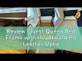 Review Fluest Queen Bed Frame with Headboard PU Leather Upholstered Bed Frame Platform All Metal Sla