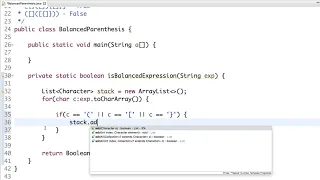 Balanced expression validation using Stack data structure