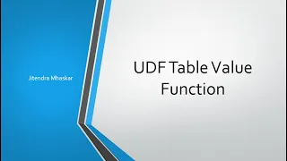 17 Table Value Function in SQL SERVER