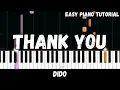 Download Lagu Dido - Thank You (Easy Piano Tutorial)