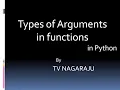 27 Types of arguments in functions -- Python Programming