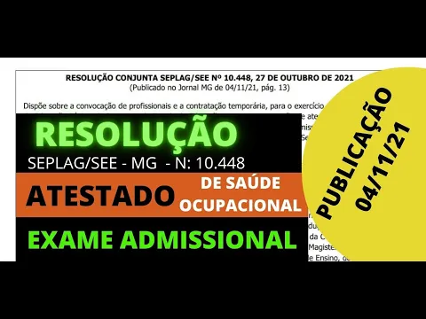 Download MP3 ATESTADO DE SAÚDE OCUPACIONAL E EXAME ADMISSIONAL PARA CONVOCADOS/DESIGNAÇÃO - SEE/MG