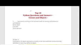 Top 10 Python MCQ on Classes and Objects