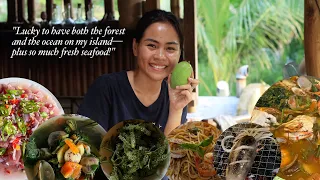 Seafood cravings: Tuna Kinilaw, Clam soup in leafy vegetables, mixed Seafood Pasta and Sinigang