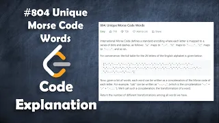 Unique Morse Code Words Live Coding with Explanation Leetcode