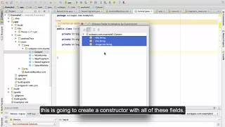 Android Studio Course with Subtitles Lesson 55 Java Class and Constructor
