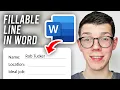 How To Make Fillable Lines In Word - Full Guide