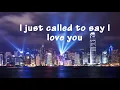 Stevie wonder - I just called to say I love you [가사/가사해석]