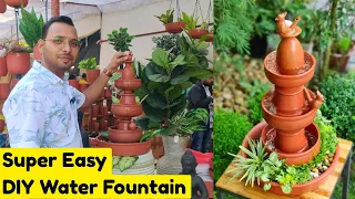 DIY Water Fountain with Terracotta Pots 🌿 | Easy Garden Idea! #garden #waterfountain #waterfall